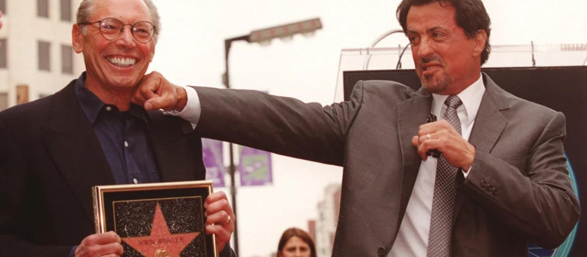 Sylvester Stallone junto a Irwin Winkler, productor de Rocky