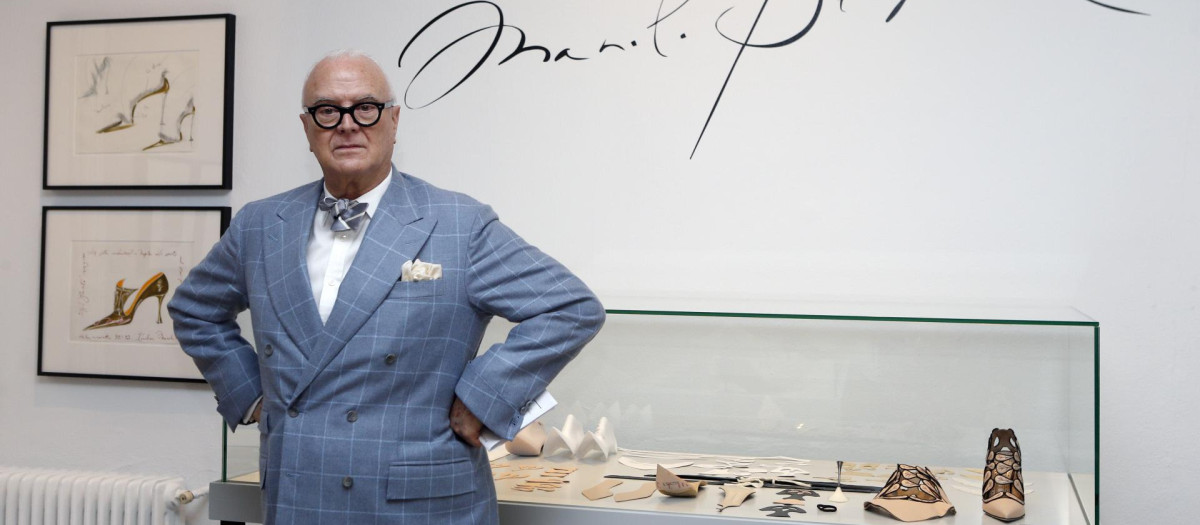 Manolo Blahnik en Madrid durante la presentación de la exposición El Arte del Zapato en 2017