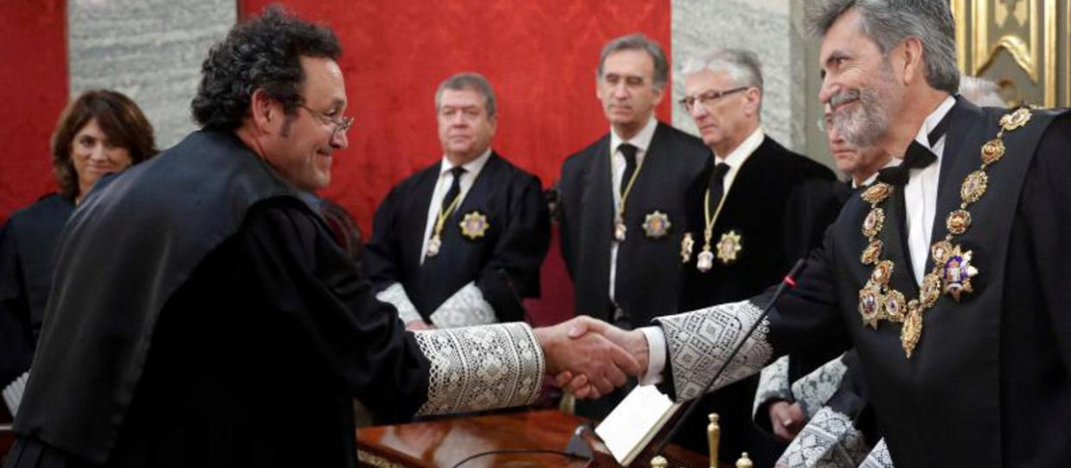 Alvaro García Ortiz, nuevo fiscal general del Estado, con Carlos Lesmes, presidente del Tribunal Supremo y del Consejo General del Poder Judicial