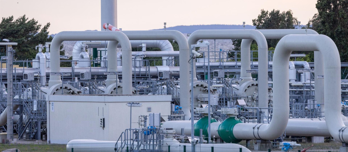 Imagen del intercambiador de gas del conducto Nord Stream1, que lleva el gas ruso a Alemania