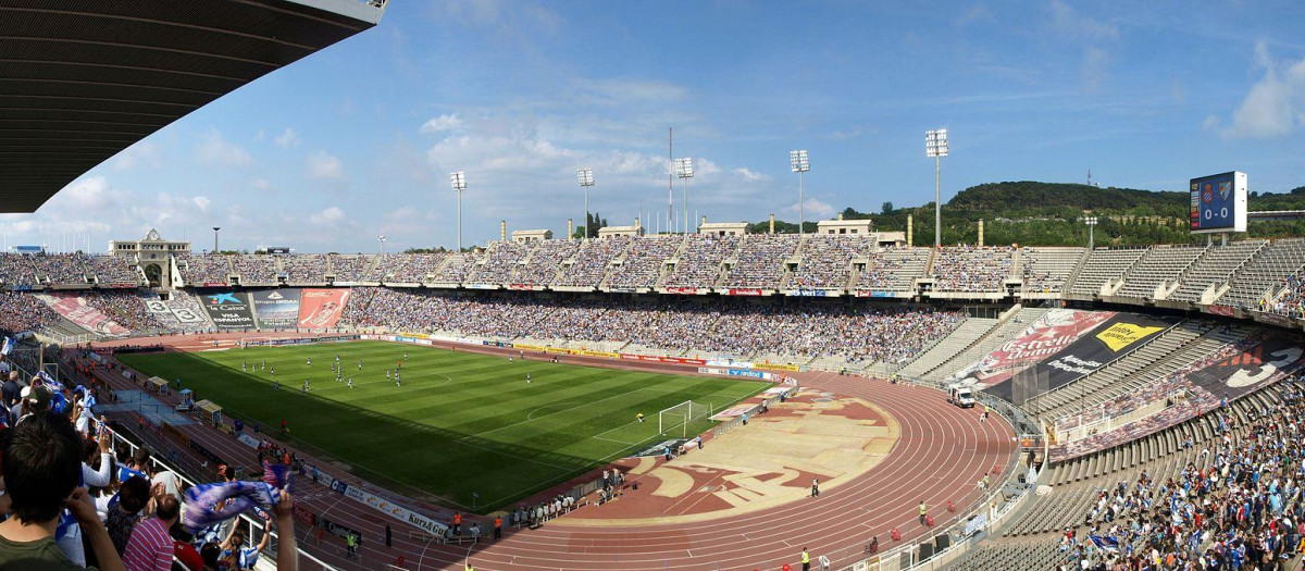 El estadio de Montjuic acogiendo el último partido del Espanyol como local el 31 de mayo de 2009