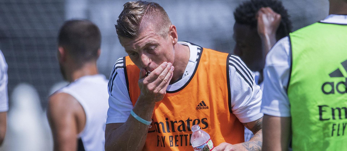 Toni Kroos, durante un entrenamiento del Real Madrid