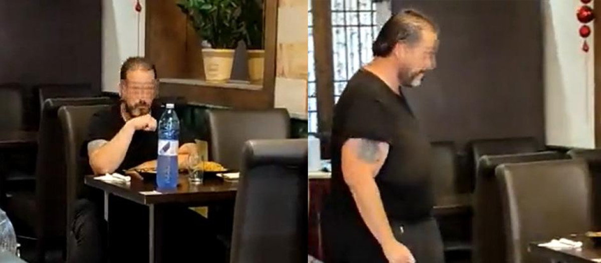 El conocido como 'rey del simpa' en Zaragoza comiendo en un establecimiento