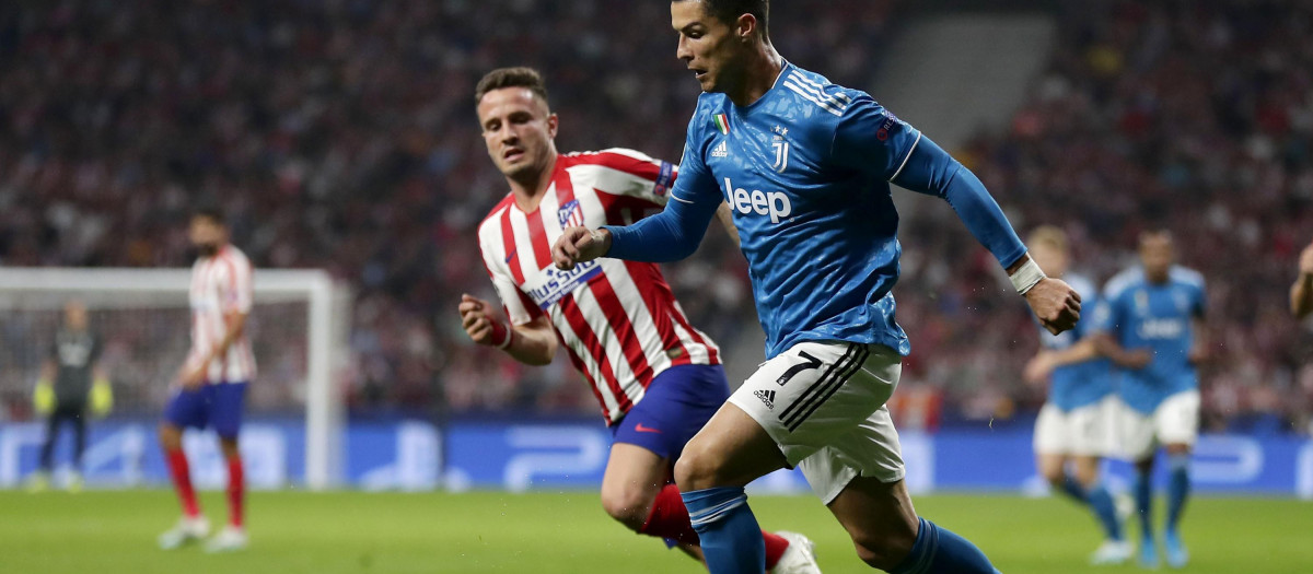 Cristiano Ronaldo durante un partido de Champions League frente al Atlético en el Wanda Metropolitano durante la temporada 2019-20