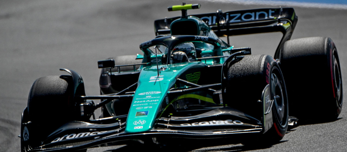 El Aston Martin de Sebastian Vettel, en el pasado GP de Hungría