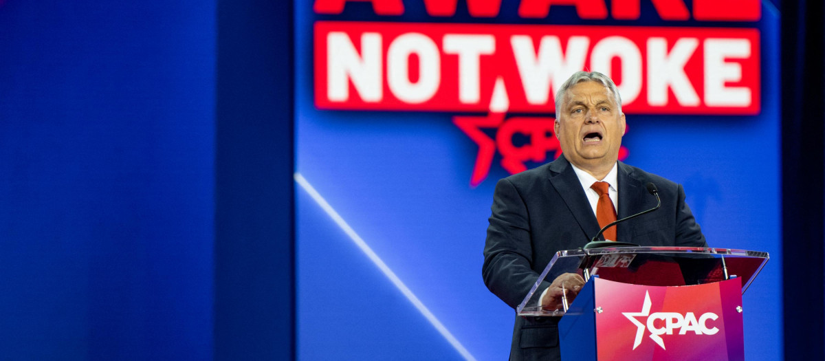 El primer ministro húngaro, Viktor Orbán durante su discurso en Texas, EE.UU.