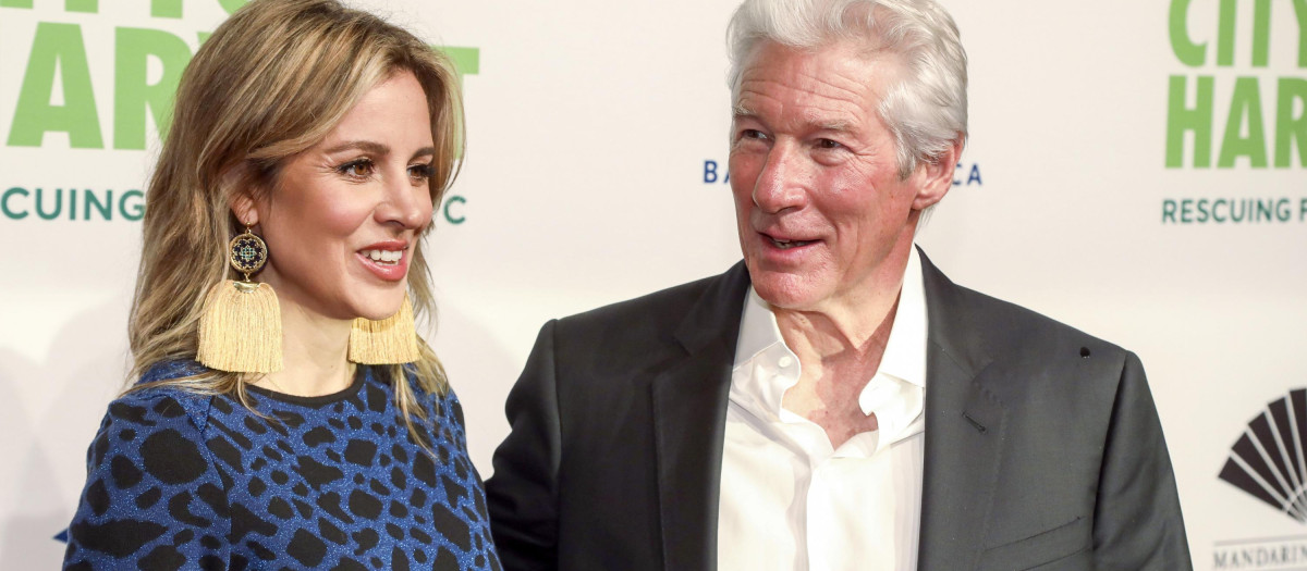 Alejandra Silva and actor Richard Gere attending City Harvest gala on Tuesday, April 26, 2022, in New York.