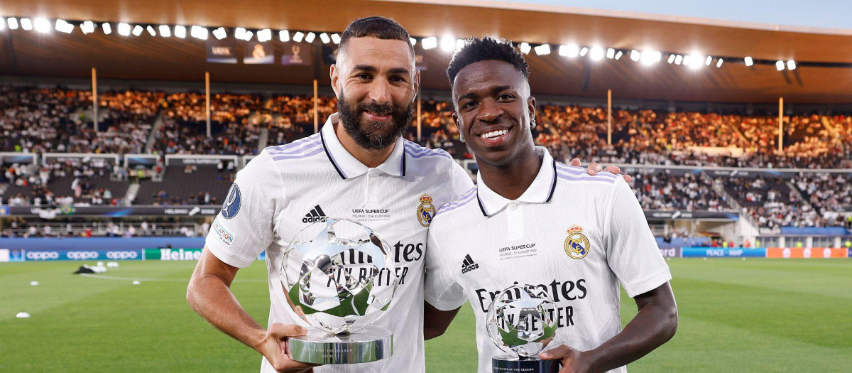 Benzema y Vinicius, con los premios a mejores jugadores de la pasada Champions