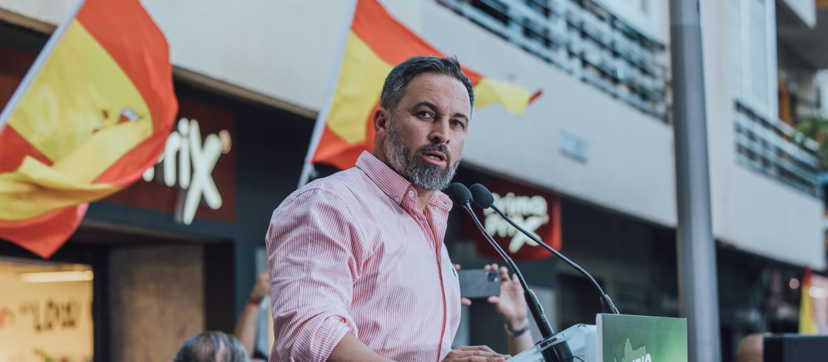 Santiago Abascal, durante un discurso en la pasada campaña electoral en Andalucía