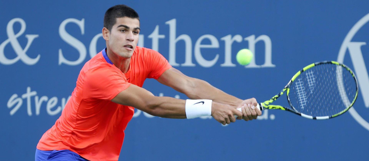 Carlos Alcaraz en su debut en el Masters 1000 de Cincinnati