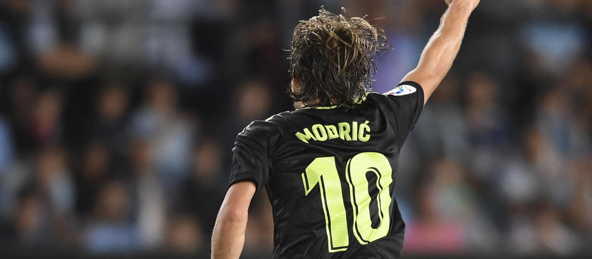 Luka Modric celebra su gol al Celta