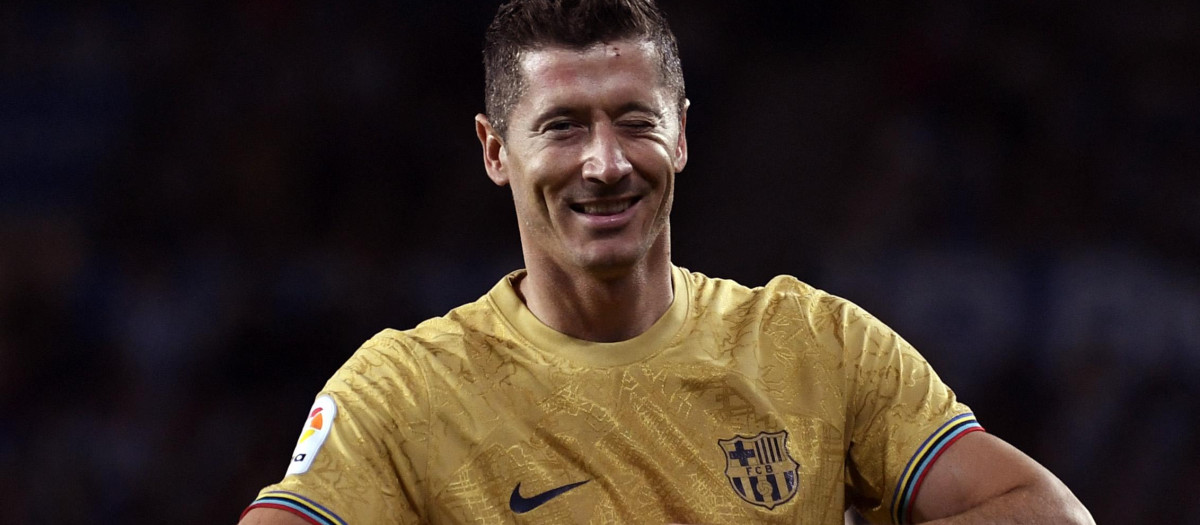 Robert Lewandowski fue la gran figura del Barcelona en Anoeta