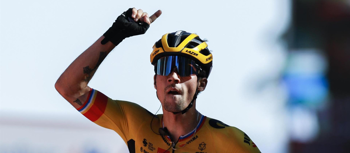 Primoz Roglic hizo un ataques a escasos metros de la meta en Laguardia