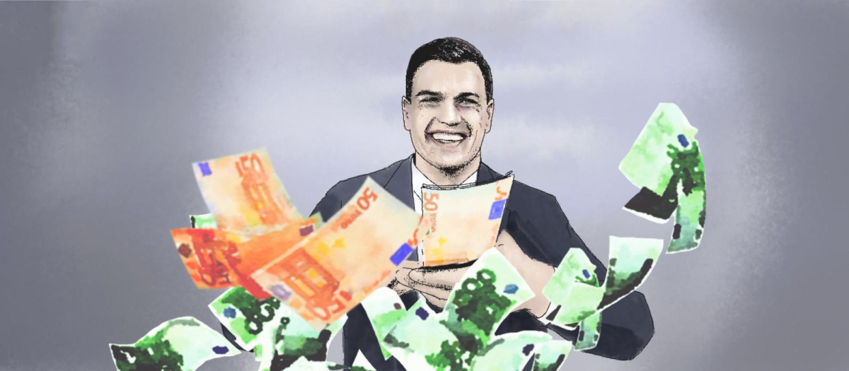 Ilustración Pedro Sánchez dinero