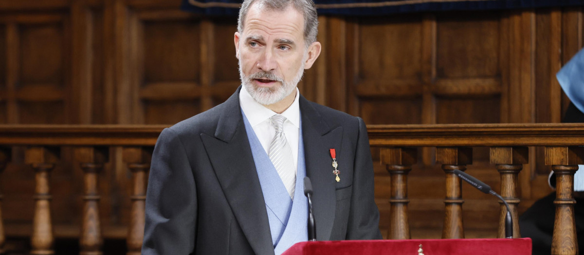 Spanish King Felipe VI  during the "Miguel de Cervantes" 2021 Spanish Language Literature Awards Ceremony, April 22, 2022
