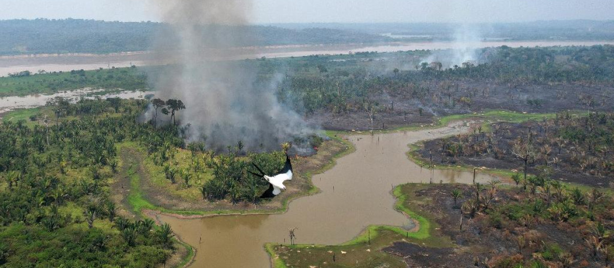 Vista aérea del incendio del Amazonas en el Parque Nacional de Mapinguari, en Porto Velho.