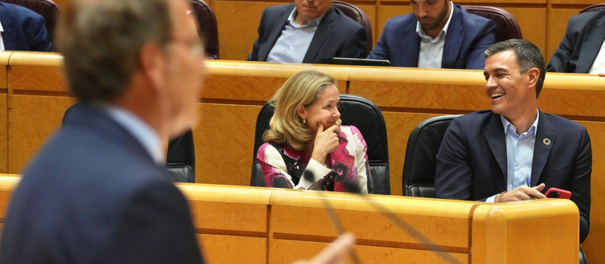 Feijóo durante su intervención ante Sánchez