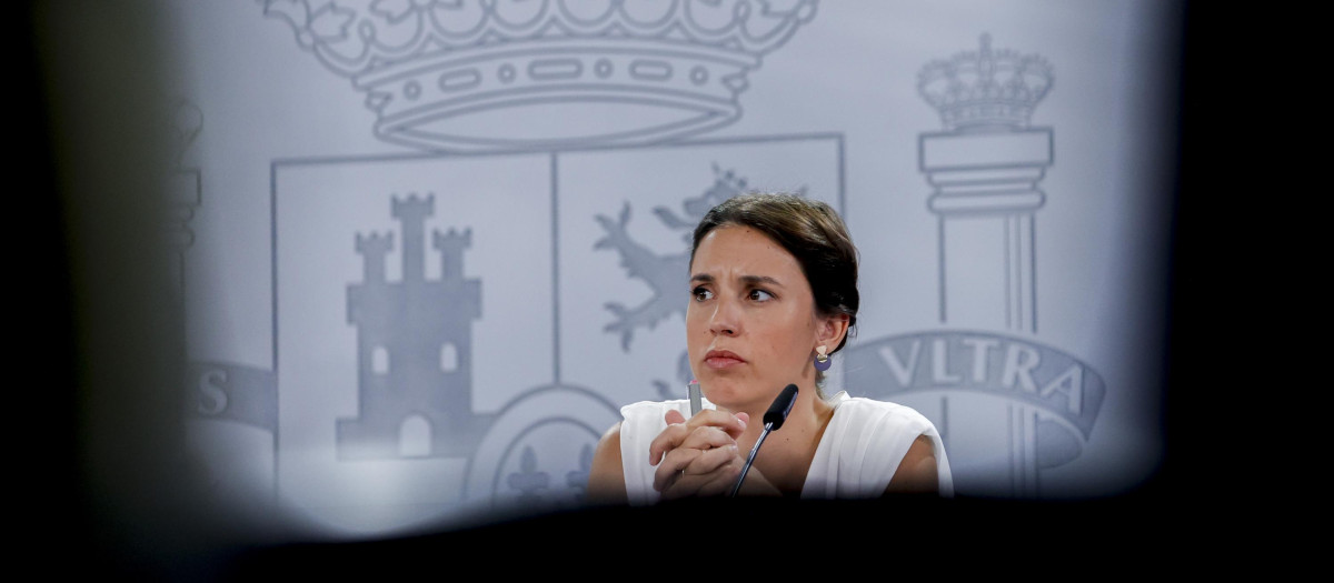 Irene Montero en una comparecencia en La Moncloa