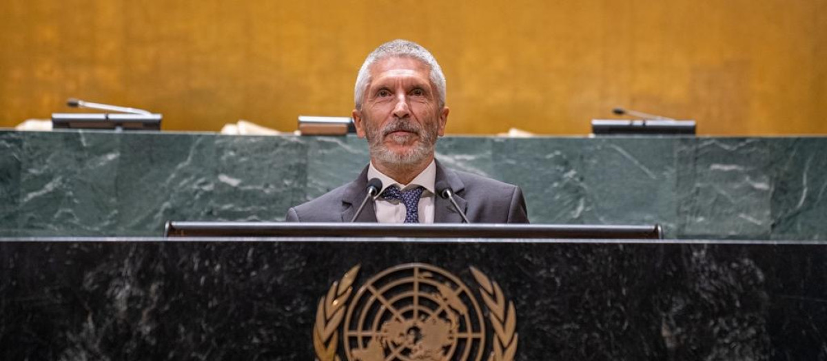 El ministro del Interior, Fernando Grande Marlaska en la sede de la Organización de Naciones Unidas