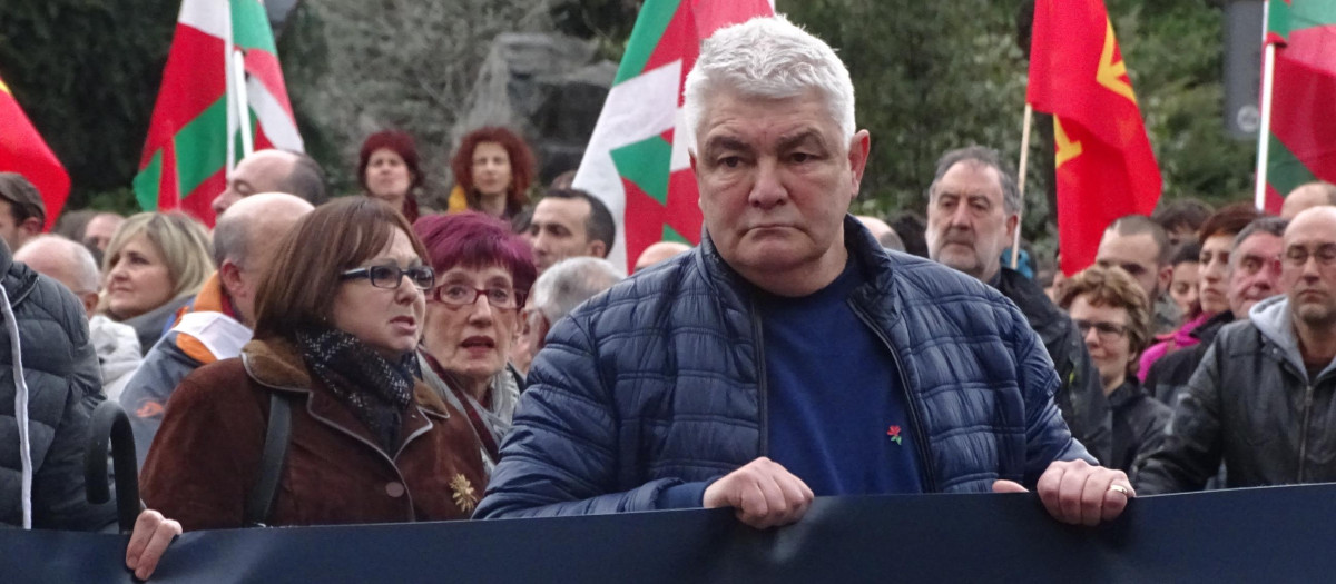 José Antonio López Ruiz 'Kubati' durante una manifestación por la muerte en prisión de un miembro de ETA en 2016