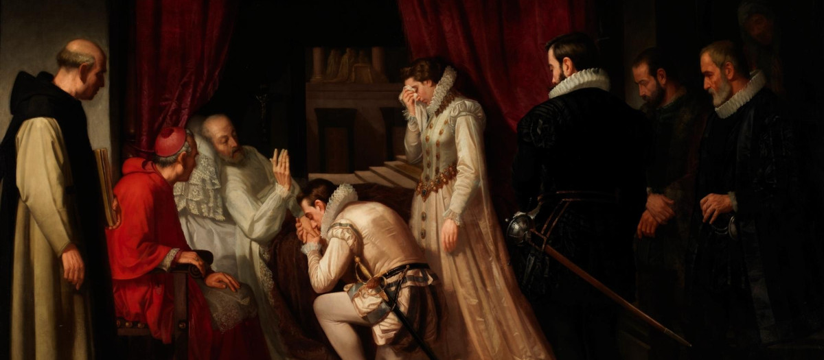 Últimos momentos de Felipe II por Francisco Jover y Casanova