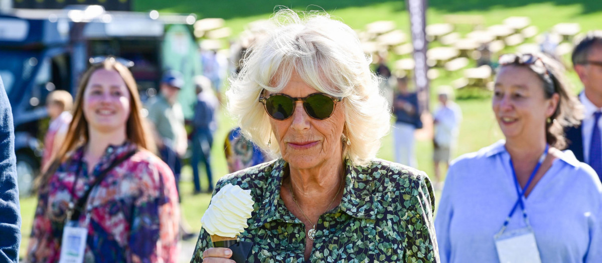 Camilla, The Duchess of Cornwall during the tour of the Daily Mail Chalke Valley History Festival grounds in Salisbury.