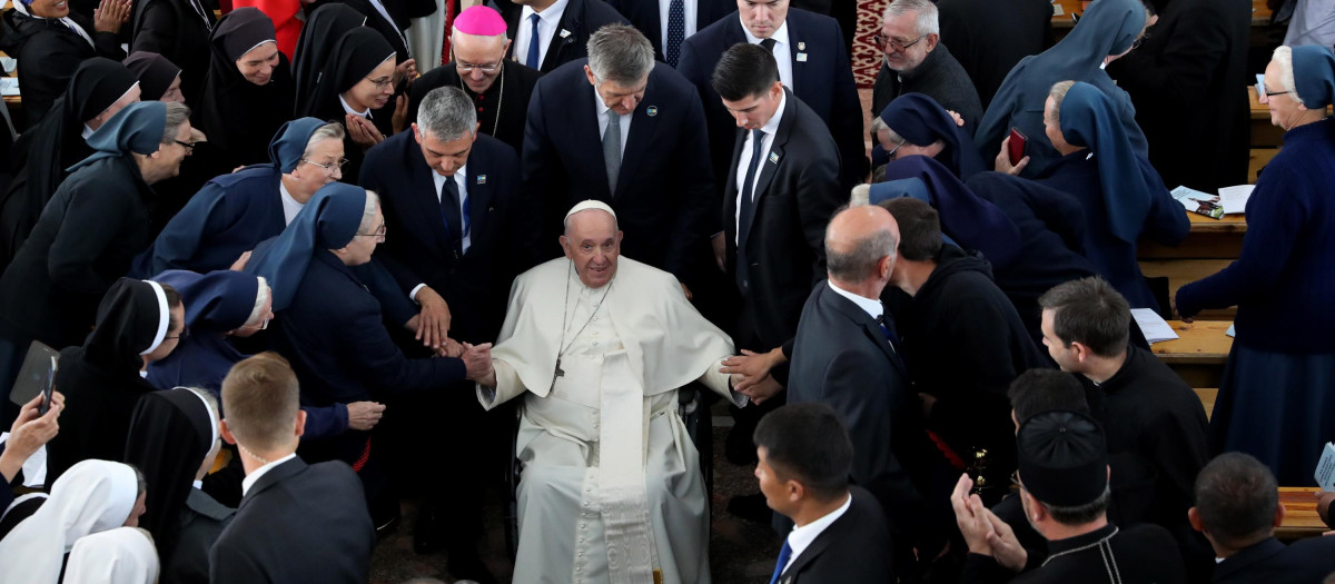 El Papa Francisco, en la reunión de este jueves 15 de septiembre con religiosos y representantes del clero en Kazajistán