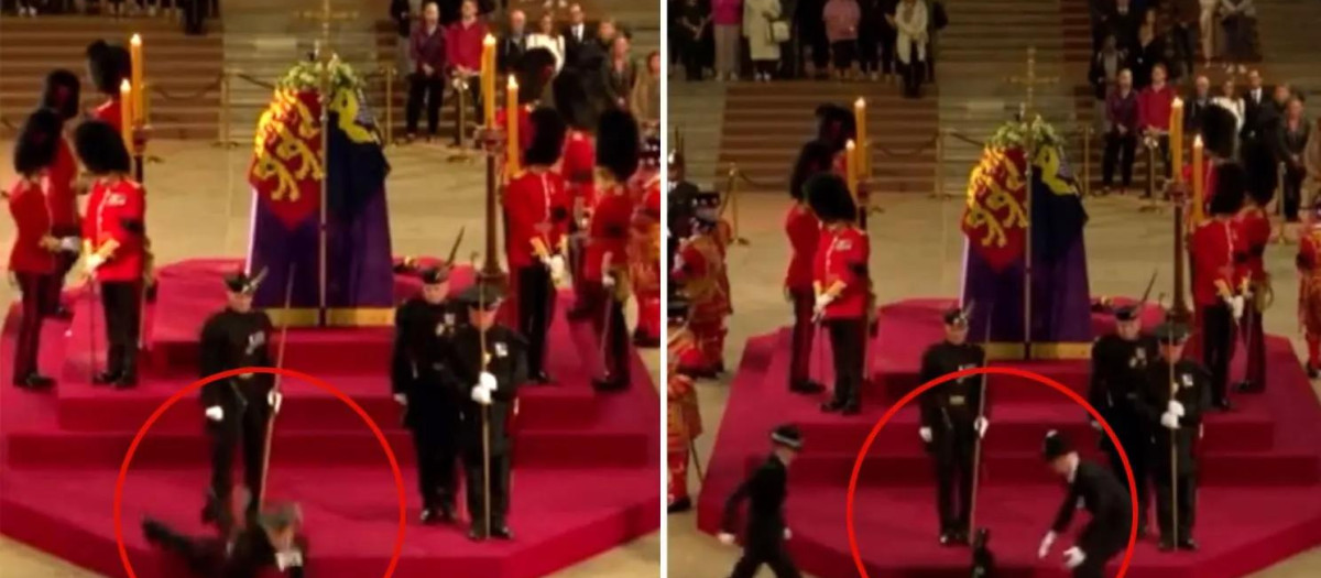 Un guardia real se desploma en Westminster Hall