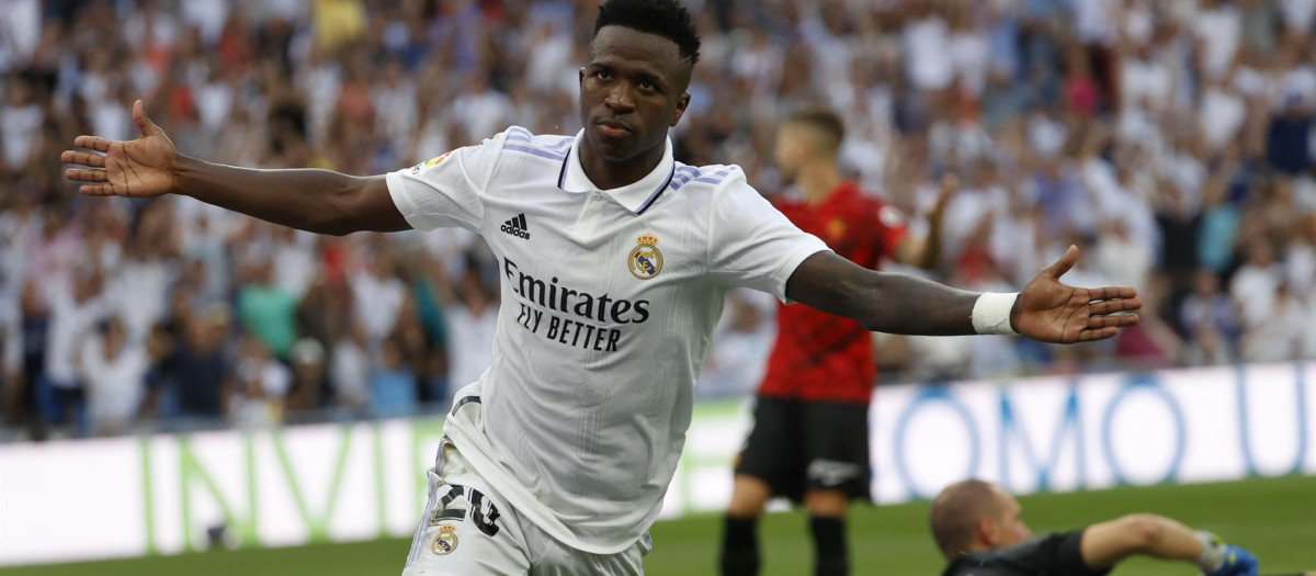 Vinicius celebrando su gol ante el Mallorca