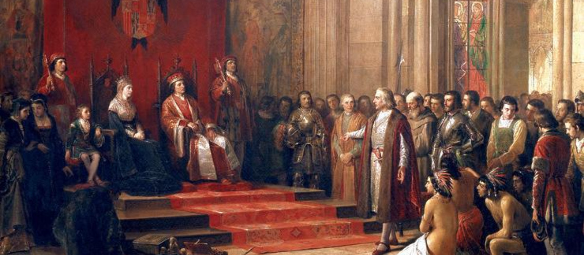 Recibimiento de Colón por los Reyes Católicos, de Ricardo Balaca