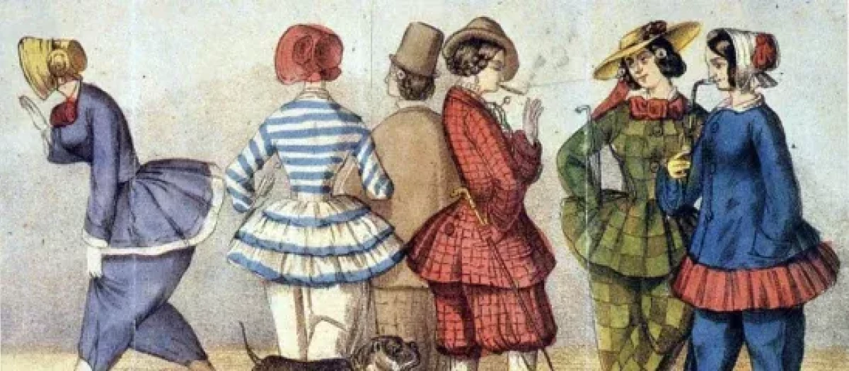 Caricatura titulada: «La emancipación femenina», 1850