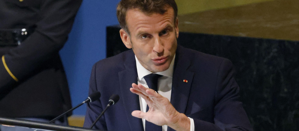 El presidente francés, Emmanuel Macron, en la Asamblea General de las Naciones Unidas en Nueva York