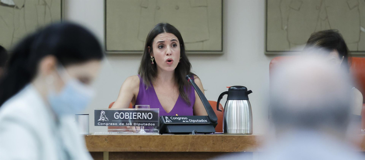 Irene Montero durante su comparecencia en la comisión de Igualdad