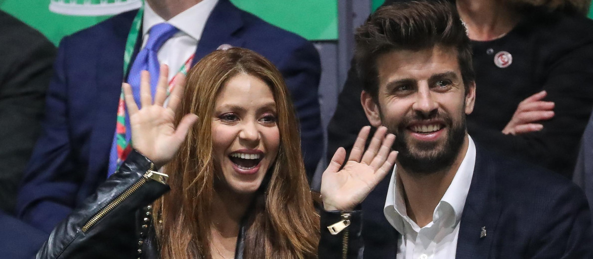 Singer Shakira and soccerplayer Gerard Pique during 2019 Davis Cup Final at La Caja Magica on November 24, 2019 in Madrid, Spain.