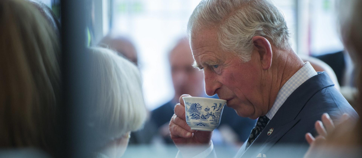 Prince Charles of Wales, known as the Duke of Rothesay while in Scotland, during a visit to the Mackintosh at the Willow tea rooms Glasgow.