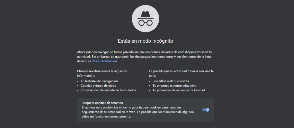 El modo Incógnito de Google permite que la actividad sea visible