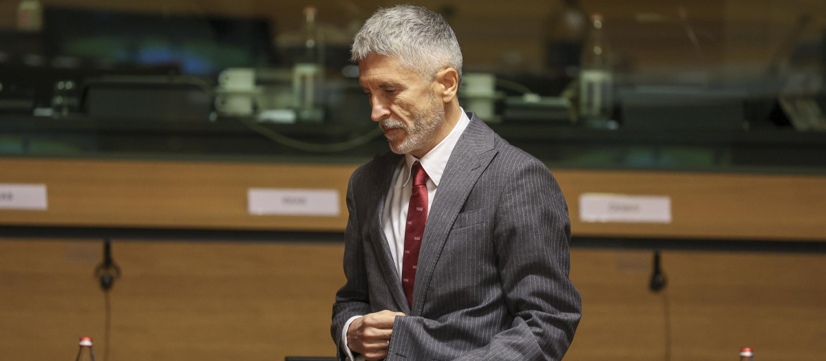 Fernando Grande Marlaska, a su llegada a la reunión de titulares de Interior de la Unión Europea en Luxemburgo