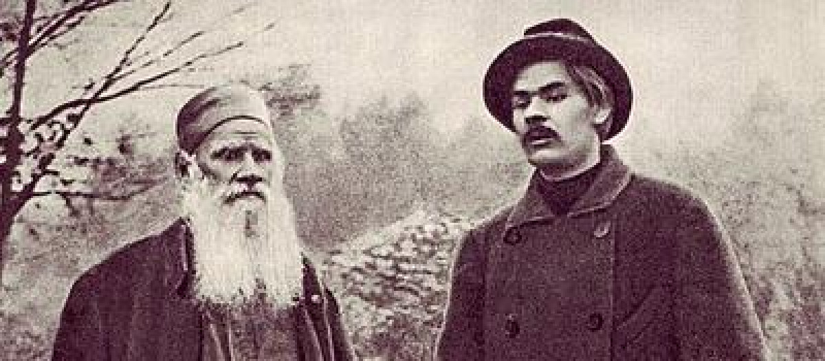 Tolstoi y Gorki en Yasnaia Poliana, la casa del primero