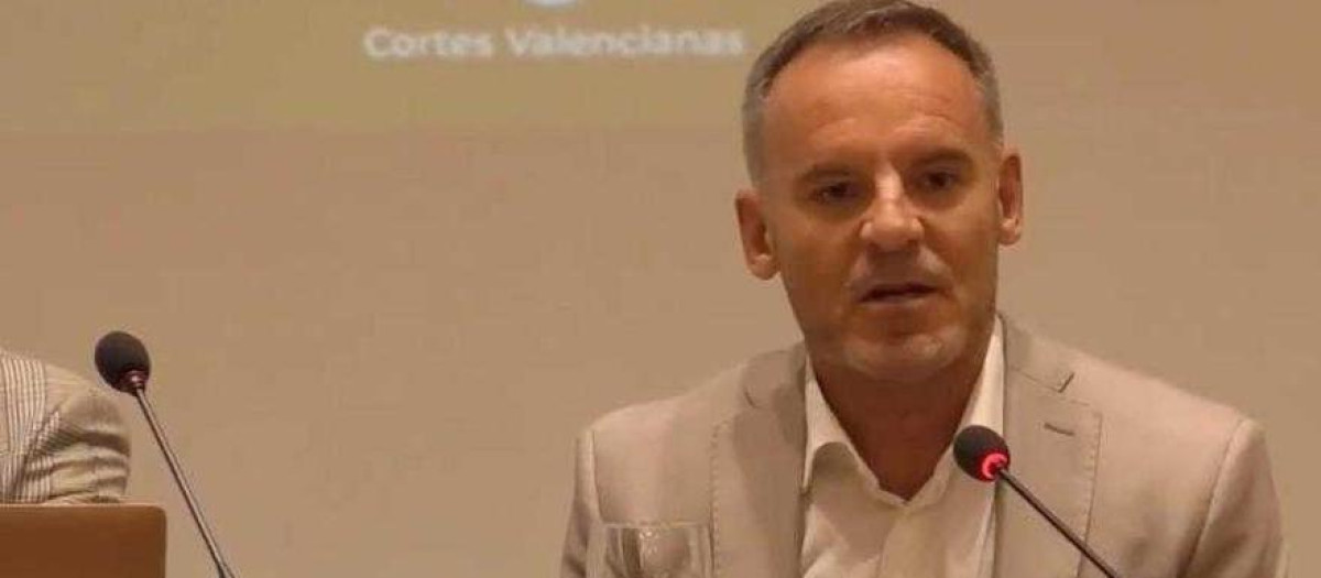 Ricardo Ferris, durante su intervención en el acto de Denaes y el grupo Vox en las Cortes Valencianas.