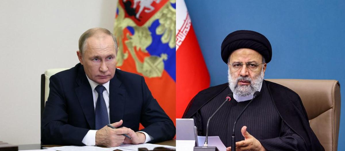 Vladimir Putin y el presidente Iraní Ebrahim Raísi