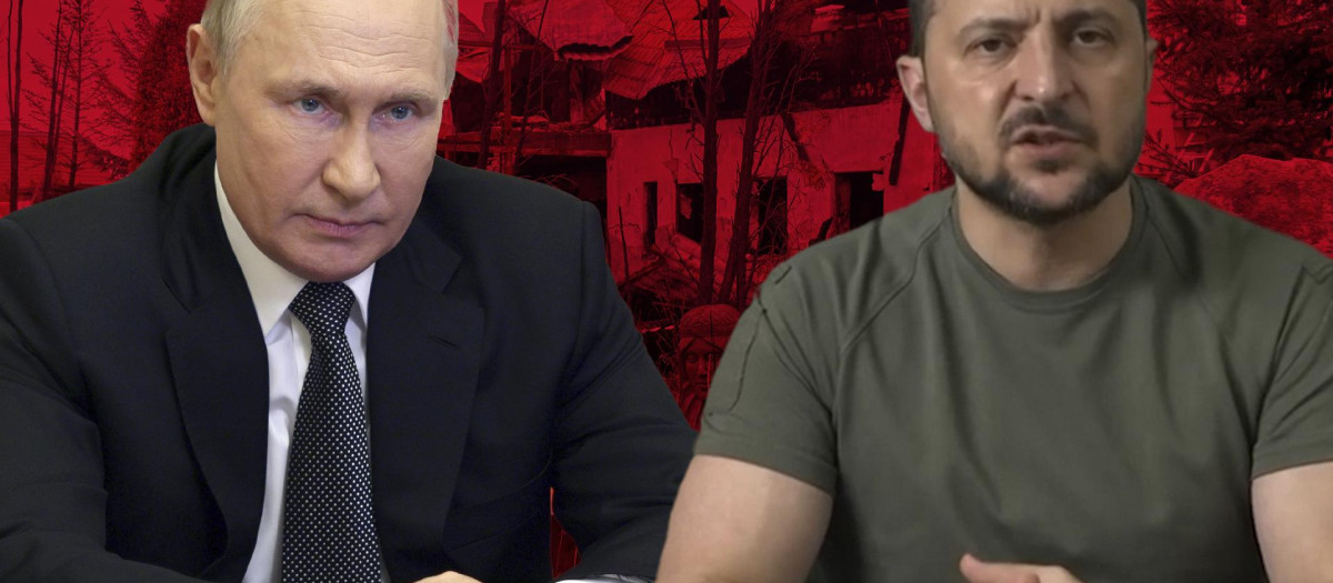 Fotomontaje de Putin y Zelenski