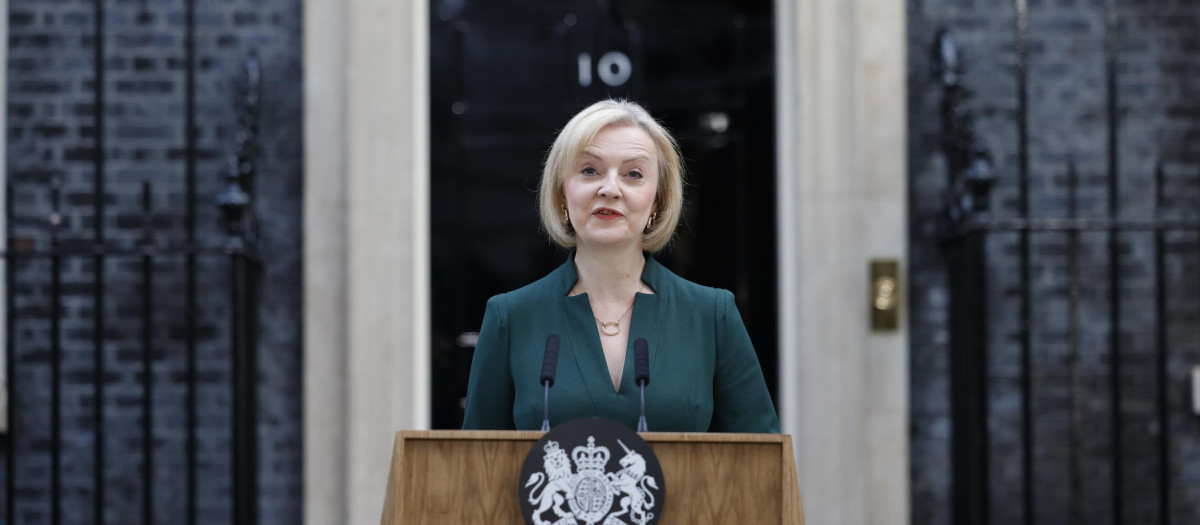 Truss durante su despedida como primera ministra británica