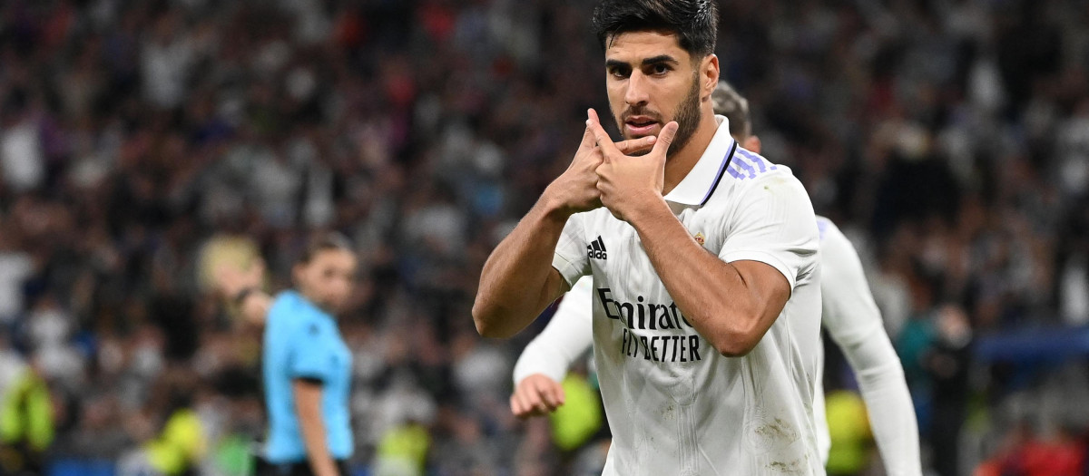 La celebración del gol de Marco Asensio