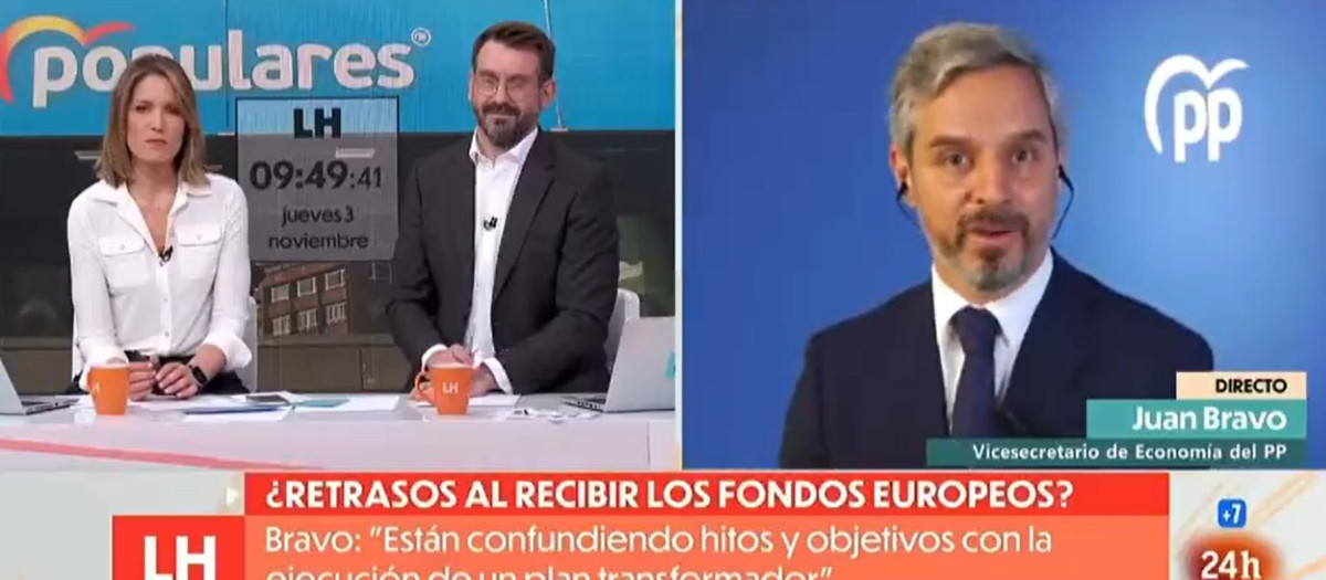 Juan Bravo Baena, vicesecretario de Economía del PP, en el momento de su entrevista en La hora de La 1