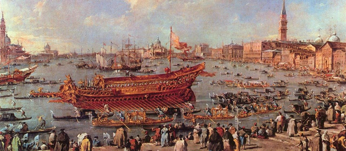 El dux en el Bucintoro se dirige a San Nicolò di Lido, (1766), Francesco Guardi, Museo del Louvre