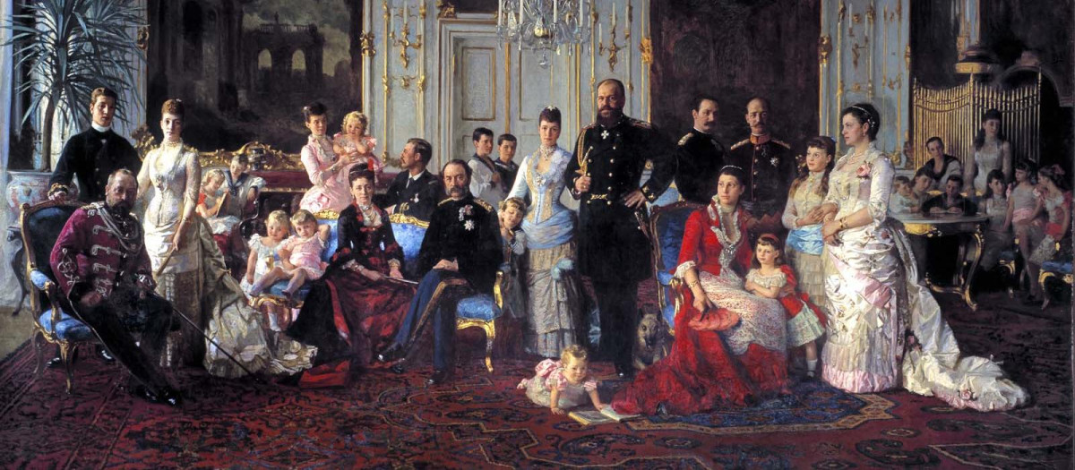 Cristián IX con su familia en el Palacio de Fredensborg en 1883 de Laurits Tuxen