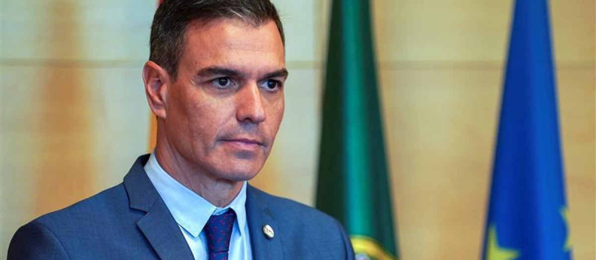 El presidente Pedro Sánchez durante una comparecencia de prensa