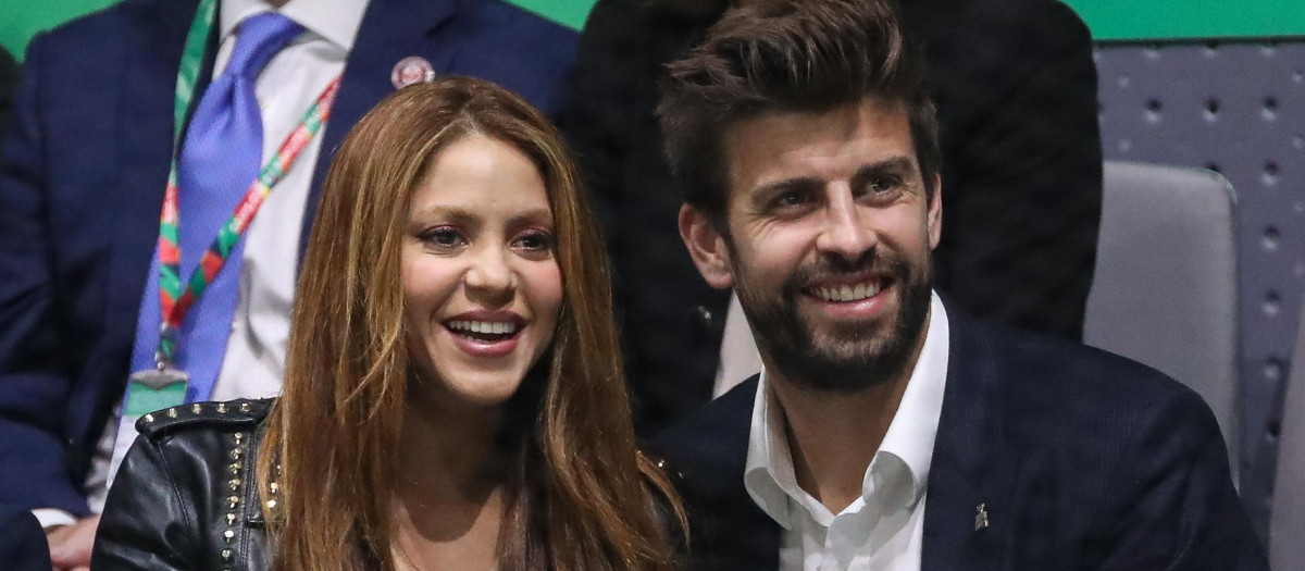 Singer Shakira and soccerplayer Gerard Pique during 2019 Davis Cup Final at La Caja Magica on November 24, 2019 in Madrid, Spain.
