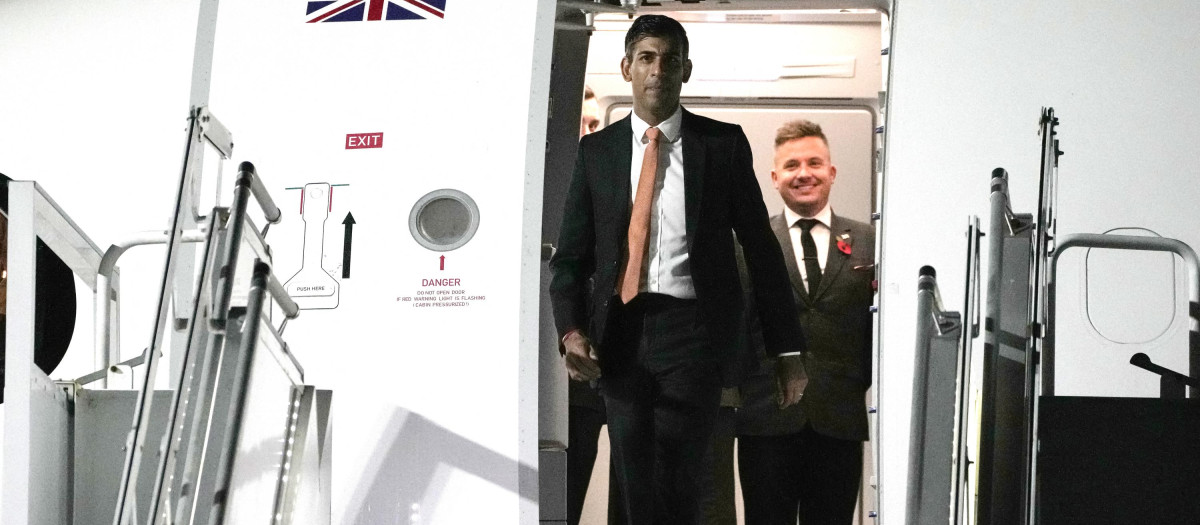 El primer ministro británico Rishi Sunak a su llegada a Bali