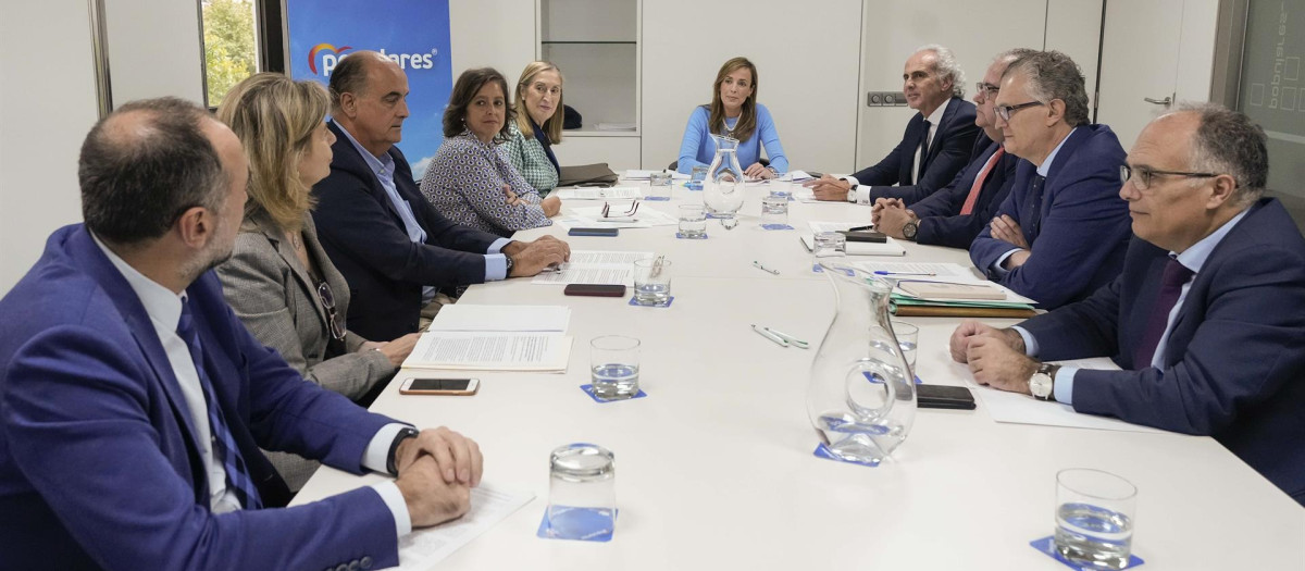Los consejeros de Sanidad de las CCAA del PP en una reunión celebrada en la sede nacional del PP.